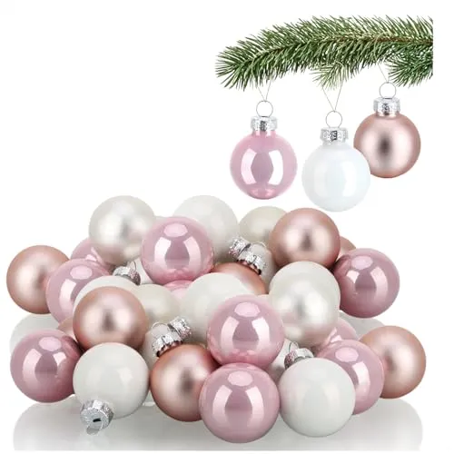 com-four® 40x Weihnachtskugel - Baumschmuck für die Weihnachtstanne - Mini-Glaskugeln Ø 3 cm - Weihnachtsdeko - kleine Christbaumkugeln aus echtem Glas für Weihnachten