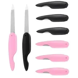 Stück Klappbare Metall Nagelfeile Set - Schwarz Pink 6