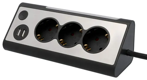 UNITEC Ecksteckdosenleiste | 2 USB Ladebuchsen | 3 Steckdosen | LED Beleuchtung