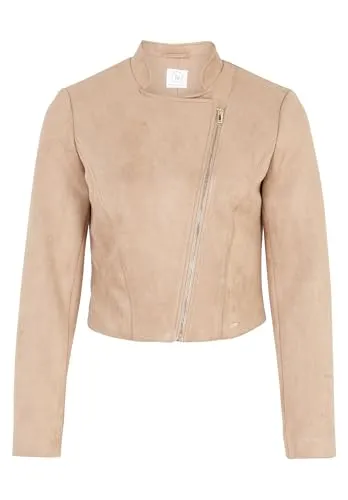 Betty & Co Damen Bikerjacke mit Stehkragen - Hellbraun, Größe 44 - Blazer für Damen, leicht taillierte Passform mit langarm und modernem Stehkragen, ideal für einen stylishen Look.