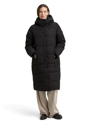 TOM TAILOR Damen 1047532 Jacke - Wasserabweisende Winterjacke in Deep Black - Funktionsjacke mit abnehmbarer Kapuze und Fleece-Innenfutter für optimalen Kälteschutz. Ideal für aktive Frauen, die Wert auf Nachhaltigkeit legen.