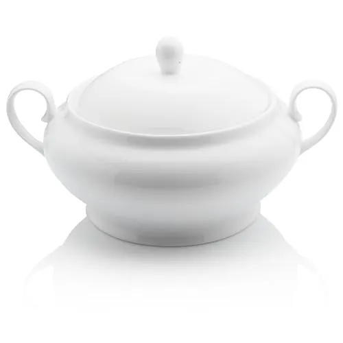 Sänger Suppenterrine New Port - Elegante Porzellanschüssel mit Deckel - Vielseitige Suppenterrine aus hochwertigem Porzellan, ideal für stilvolles Servieren von Suppen. Mit praktischem Deckel und robusten Griffen – perfekt für jedes Festessen und eine ansprechende Tischdekoration.
