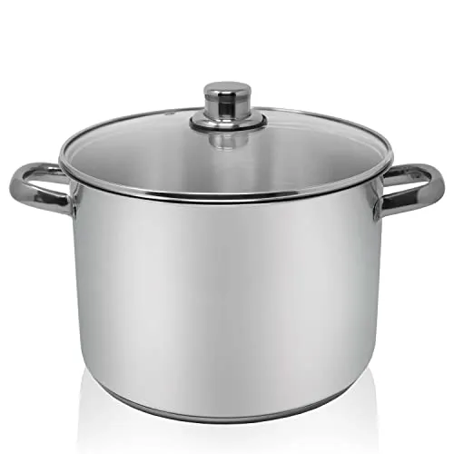 Karl Krüger A 28 Allzwecktopf Edelstahl mit Glasdeckel; Größe 28 cm; Inhalt: 12 Liter, Silber