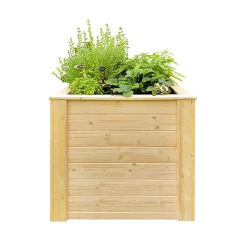 Koll Living Hochbeet aus europäischer Fichte, 76 x 76 x 79 cm, 456 Liter - Robustes Hochbeet aus europäischer Fichte für den einfachen Anbau von Kräutern und Gemüse. Die praktische Elementbauweise ermöglicht eine schnelle Montage. Mit Pflanzfolie im Lieferumfang – ideal für Hobbygärtner!