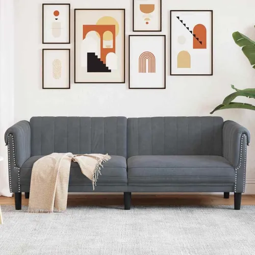Sofa 3-Sitzer Samt mit Schlaffunktion - Elegantes hellgraues Sofa, ideal für Wohnzimmer, mit praktischer Schlaffunktion und hoher Tragfähigkeit von 110 kg pro Sitz.