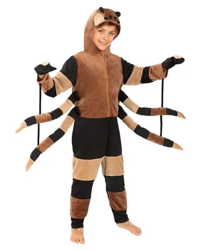 Funidelia Spinnenkostüm für Jungen und Mädchen, Enthält Overall mit Kopfteil und Fäustlingen, Größe 10-12 Jahre, Tiere - Kostüm für Kinder für Partys, Karneval und Halloween