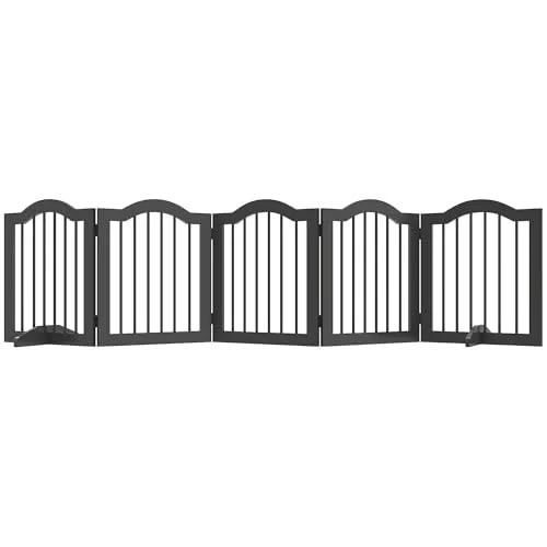 PawHut Klappbares Hundegitter für Treppen und Türen, 5 Paneelen, Schwarz