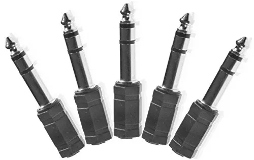 POPPSTAR 5X Audio Adapter Kupplung (Klinke 3,5 mm Buchse auf 6,3 mm Stecker), Klinkenkupplung für Klinkenkabel - Stereo Aux Kabel Koppeln, silbern