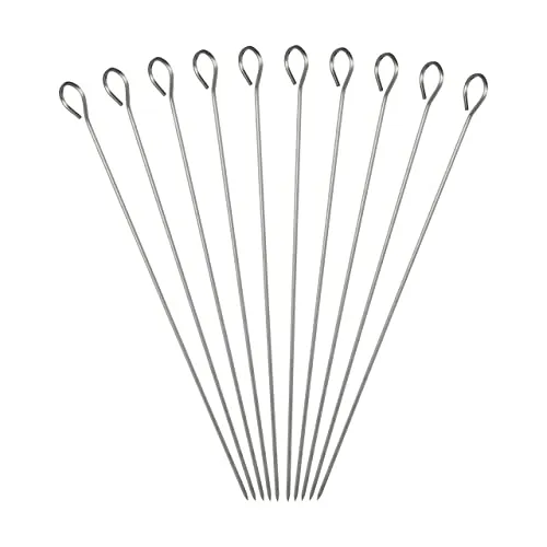 Relaxdays Schaschlickspieße Edelstahl, 10er Set Grillspieße, 30 cm Fleischspieß, silber