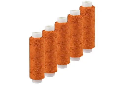 maDDma 5x50m Leinen Garn Leinenzwirn Flachs Nähfaden robust Zwirn, 250 m (5er-Pack), orange