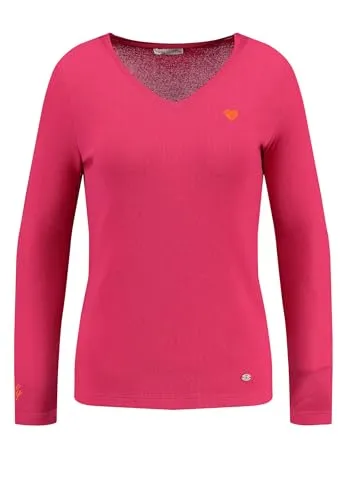 KEY LARGO Damen WKN Mila v-Neck Pullover in Pink, Größe S - Femininer v-Neck Pullover mit dezentem Herz-Design in Pink. Vielseitig kombinierbar für Alltag und besondere Anlässe. Aus weichem Stoff für hohen Tragekomfort – ein Must-Have für stilbewusste Frauen.