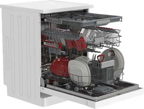 Sharp QW-NA3YF42AW-DE Stand-Geschirrspüler - Geschirrspüler mit 14 Maßgedecken, Extra Hygiene und Turbo-Trocknung für blitzsauberes Geschirr in Rekordzeit. Ideal für Familien und Vielnutzer.