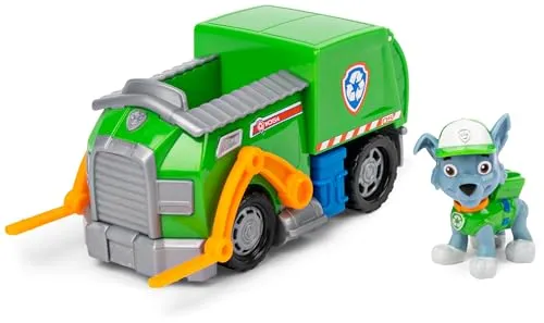 PAW PATROL, Recycling-Truck mit Rocky-Figur (Sustainable Basic Vehicle/Basis Fahrzeug), Spielzeug für Kinder ab 3 Jahren