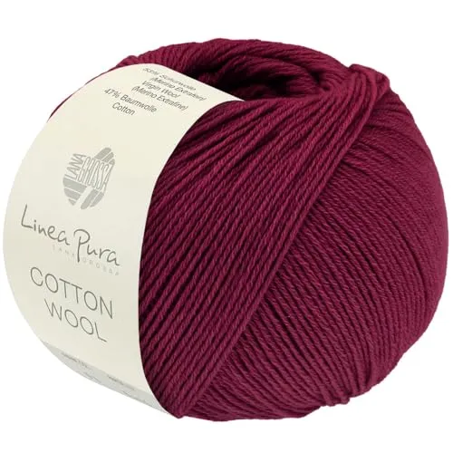 LANA GROSSA Cotton Wool 0029 burgund Häkelwolle - Hochwertige Häkelwolle in burgunderrot mit einer Lauflänge von 195 m, ideal für kreative Projekte. Perfekt für leichte Pullover und Accessoires.