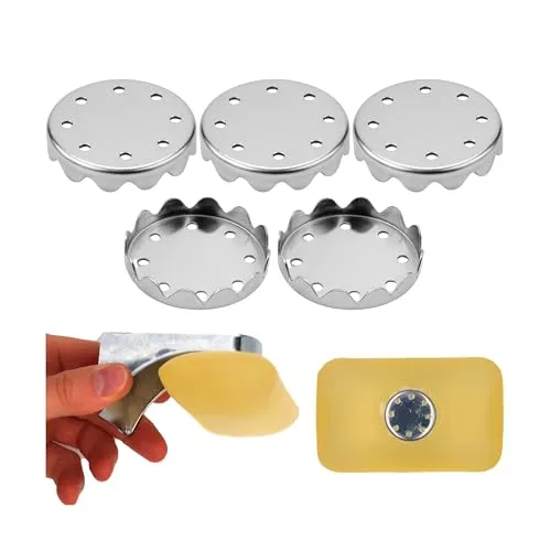 Seifenhalter Ersatz Plättchen, 5 Stück, Ø 23 mm, Edelstahl, für magnetische Seifenhalter, zum Eindrücken in Handseifen, Seifenmagnete Platten, Magnetismus Seifenhalterung, Ersatzplättchen Magnet Seife