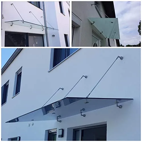 Glasvordach Olymp Grauglas 225 x 90 cm - Vordächer, modernes Design trifft Funktionalität, mit robustem Verbundsicherheitsglas und hoher Schneelast von 120 kg/m² für optimale Sicherheit.