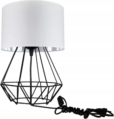 FKL DESIGN Tischlampe Tischleuchte Leuchte aus Velours E27 Weiß N230-N1 (WS)