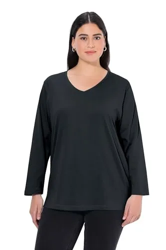 Ulla Popken Damen Shirt schwarz 66+