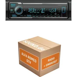 Kenwood KMM BT508DAB Autoradio Einbaupaket für Alfa Romeo GTV - Komplettes Einbaupaket für Ihr Alfa Romeo GTV (1998-2003) mit Kenwood KMM BT508DAB. Einfacher Austausch ohne Schneiden oder Löten, inklusive Radioblende und Antennenadapter für perfekten Sitz und Verbindung.
