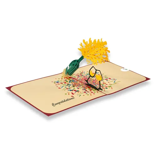 paperdora - 3D Pop-Up-Karte „Glückwünsche“ mit Umschlag und Wachssiegel