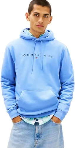 Tommy Jeans Herren TJM REG Linear Logo Hoodie EXT DM0DM20746 Pullover Hoodie, Blau (Light Horizon Blue), XXL, Blau (Light Horizon Blue), XXL