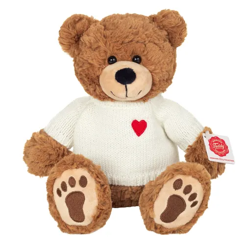 Teddy Percy mit Pullover - Kuscheltier von Teddy Hermann 30 cm - Kuscheliger Teddy in Braun, 30 cm groß, ideal zum Spielen und Kuscheln - der perfekte Begleiter für Kinder!