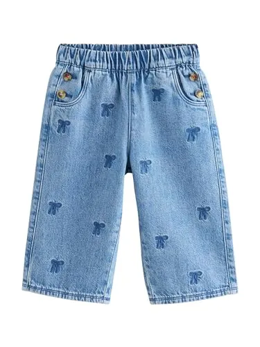 NEXT Mädchen Jeans mit Schleifen-Stickerei – Mittelblau Denim 104-110 - Trendige Mädchen Jeans mit Schleifen-Stickerei für stilvolle Outfits. Robuster Denim für optimalen Tragekomfort und Langlebigkeit.