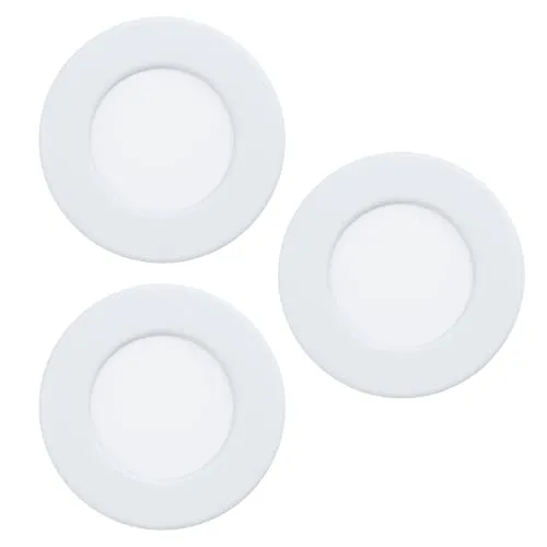 EGLO 3er-Set LED Einbaustrahler Fueva 6, Spot Deckenleuchte, runde Einbauspots, Deckenstrahler aus Kunststoff in Weiß, warmweiß-kaltweiß, ∅ 8,6 cm