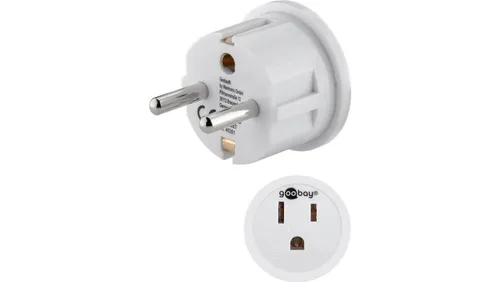 Goobay 45351 Netzadapter - Schutzkontaktstecker Typ F zu US Japan-Buchse Typ B, ideal für den Anschluss von US-Geräten in Deutschland und Frankreich