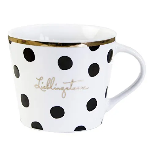 Grafik-Werkstatt Kaffee-Tasse mit 100% Echtgold | Porzellan Tasse | 420 ml | Lieblingstasse, Weiß, 60722