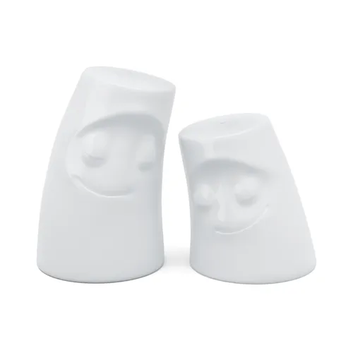 FIFTYEIGHT | 58 | VERSCHMUST & KUSCHELIG Salz- & Pfefferstreuer Set - Küchenhelfer Set aus 2 Teilen in Weiß, ideal für eine charmante Tischdekoration und praktisches Würzen.