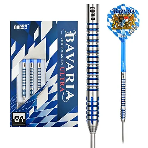 ONE80 Steel Dart Bavaria Ultra 90% Tungsten Steeltip Dart Set mit Bayern Flight – Präzisionsdart für Profi & Ambitionierte Spieler