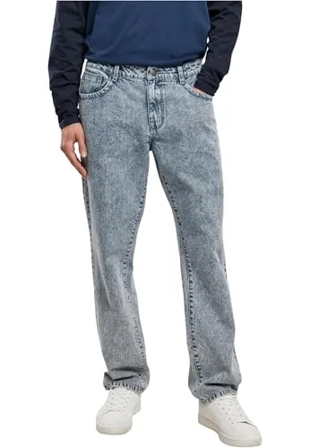 Urban Classics Herren Loose Fit Jeans Hose - Light SkyBlue Acid Washed - Lässige 5-Pocket Jeans für Herren mit weitem Schnitt und optimalem Tragekomfort aus 100% Baumwolle. Perfekt für trendige Streetwear-Looks.