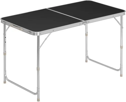WOLTU Klapptisch höhenverstellbar aus Aluminium und MDF - Schwarz - Hochwertiger, stabiler Klapptisch mit verstellbarer Höhe (55-70 cm). Ideal für Garten, Camping oder Partys. Leicht transportabel und platzsparend zusammenklappbar. Perfekt für 4-6 Personen.