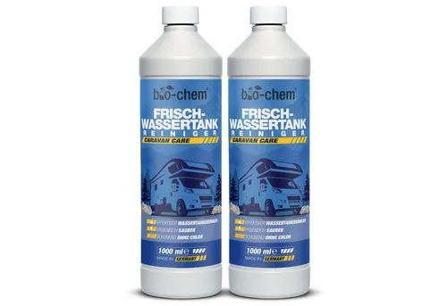 bio-chem Frischwassertank Reiniger 2x1 L - Effektiver Tankreiniger für Wohnmobile - WC-Reiniger für hygienisch sauberes Frischwasser! Entfernt Kalkablagerungen und neutralisiert Gerüche, biologisch abbaubar und umweltfreundlich.