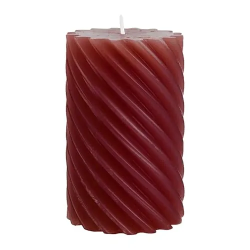 luterna Stumpenkerze aus Paraffin, gedreht, Altrot, WENZEL, 110/70 mm, Brenndauer ca. 51h, Spiralkerze
