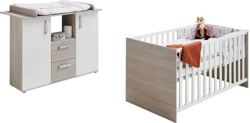 Home affaire Babymöbel-Set Geert, (Spar-Set, 2-tlg., Kinderbett, Wickelkommode), mit Kinderbett und Wickelkommode, Made in Germany