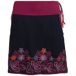 Vishes Minirock Blumen-Muster breiter Bund mit Kordel-Zug und Taschen mit Stickerei Alternative Bekleidung, Ethno, Hippie, Retro Style schwarz 48