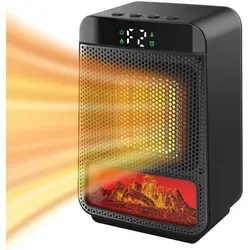 Mini-Elektrokaminheizung für den Innenbereich, 1500 W kleine Kaminheizung mit 3D-LED-Flamme, tragbare Tischkaminheizung