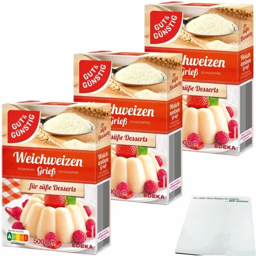Gut&Günstig Weichweizengriess 3er Pack 3x500g Packung usy Block