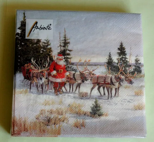 Servietten Weihnachten Rentiere Kutsche 1 Packung OVP Motivservietten Santa 20