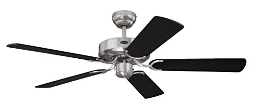 Cyclone 132 cm Deckenventilator aus gebürstetem Stahl - Eleganter Deckenventilator für große Räume bis 36 qm, mit Fernbedienung und leisen Betrieb. Ideal für Sommer- und Winterbetrieb dank Umkehrfunktion.