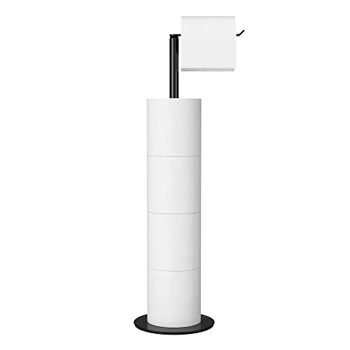 Schwarz Toilettenpapierhalter Stehend FüR Klopapier Aufbewahrung, PräMie Edelstahl Klopapierhalter Stehend ohne Bohren FüR Toilette Wasserdicht Wc Papier Halterung, Klorollenhalter