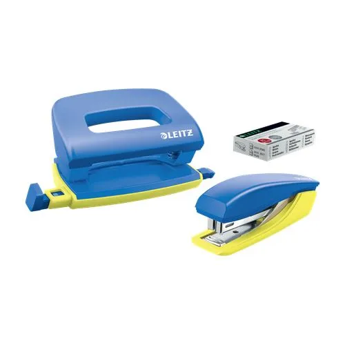 LEITZ Locher und Heftgeräte Set Urban Chic blau/gelb von Leitz