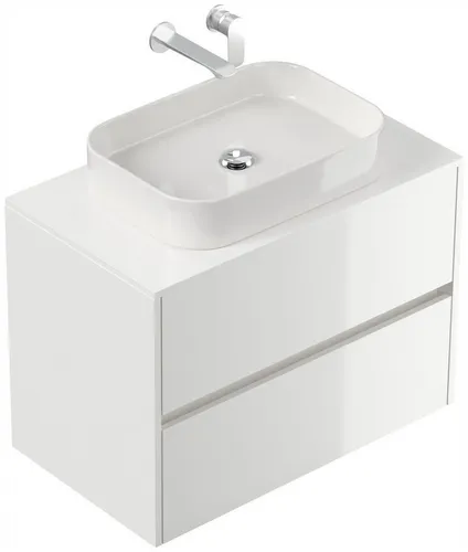 Magnolia Home Aufsatzwaschbecken Taifun 80cm - Elegantes Badmöbel mit hochwertigem Hochglanz-Finish, ideal für stilvolle Badezimmer. Inklusive rechteckigem Keramikwaschbecken für eine moderne Optik.