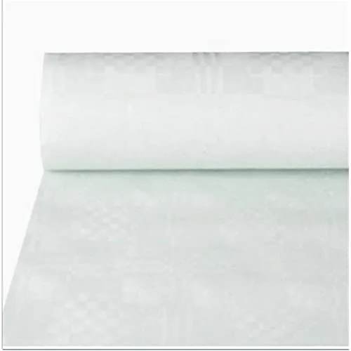 Papstar Damast-Tischdecke 50 m x 1,2 m - Weiß - Praktische Papiertischdecke in Damast-Optik, ideal für festliche Anlässe. Mit einer großzügigen Länge von 50 m und einer Breite von 1,20 m bietet sie ausreichend Fläche für jeden Tisch.