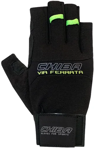 Chiba Kletterhandschuhe Via Ferrata (Quickpull-Ausziehhilfe) schwarz - 1 Paar, Größe: M