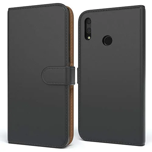 EAZY CASE Tasche kompatibel mit Huawei P Smart (2019) Schutzhülle mit Standfunktion Klapphülle im Bookstyle, Handytasche Handyhülle Flip Cover mit Magnetverschluss und Kartenfach, Kunstleder, Schwarz