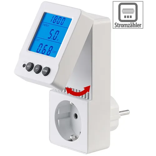 revolt Digitaler 230-V-Energiekostenmesser mit Aufklapp-XL-Display, 3.680 W