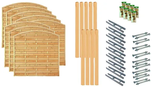 TETZNER & JENTZSCH Zäune Madison 6 - Sichtschutz Zaun 180 x 180cm Graugrün - Dekorative Zäune: Hochwertiger Sichtschutzzaun aus druckimprägniertem Kiefer/Fichte, ideal für Garten, Hof und als Hundezäunung. Komplettset mit Pfosten und Ankern für einfache Montage.